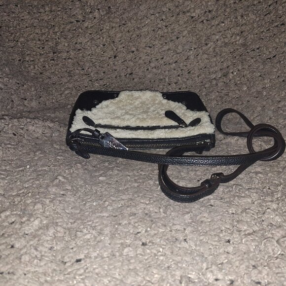 COACH-Rhyder-Shearling Black Leather-36490-Crossbody-Bag Charm-Near Mint - Picture 5 of 8